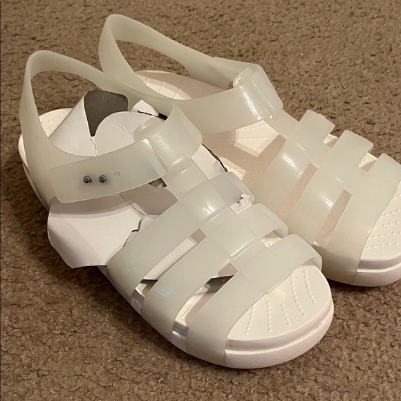 White Jelly Sandals Crocs size 9 - Picture 1 of 4